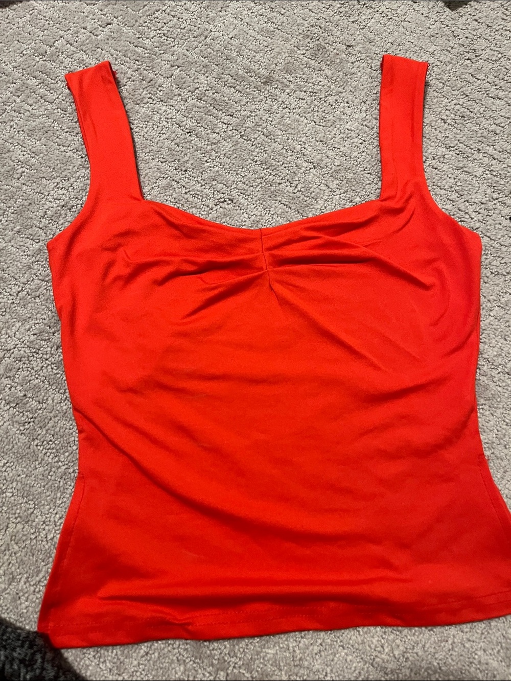 Red Sleeveless Square-Neck Tank Top
